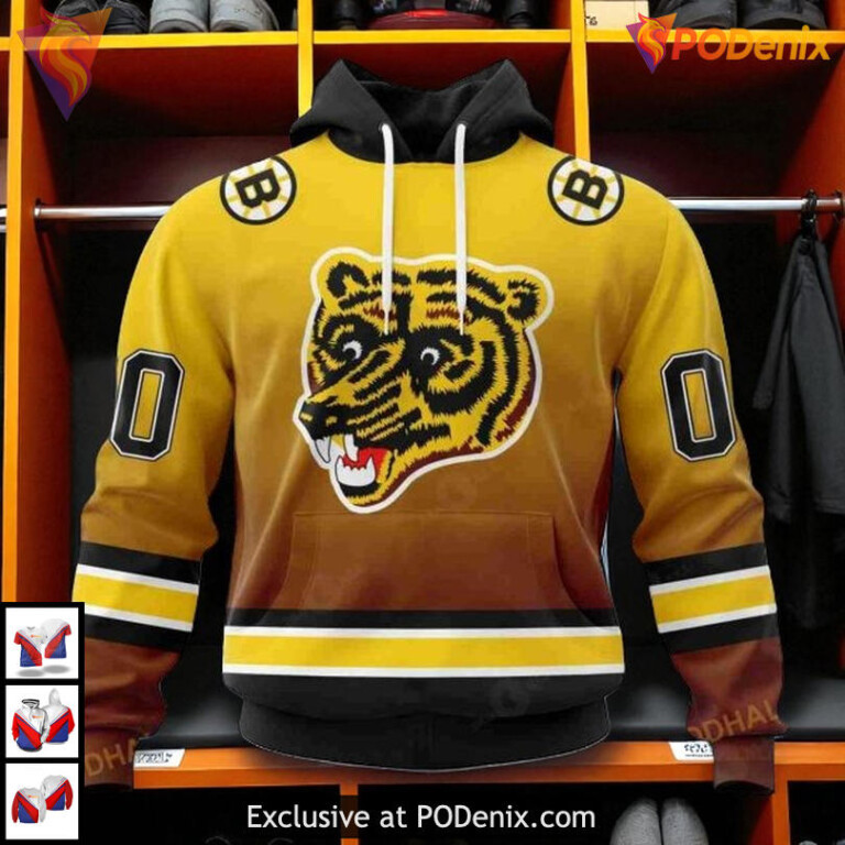 Retro Gradient Inspired Design Boston Bruins Unisex Hoodie NHL Custom
