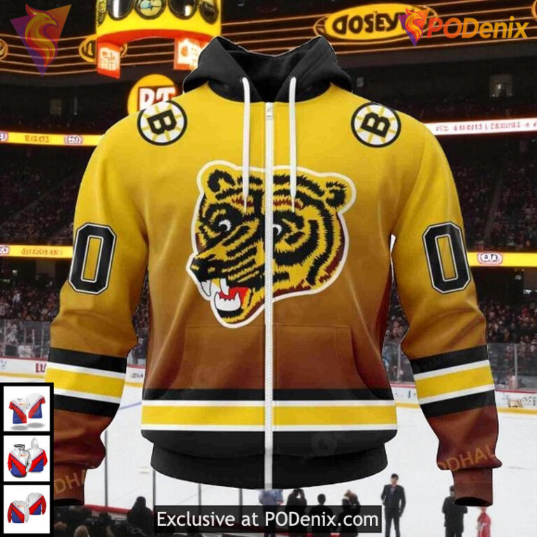 Retro Gradient Inspired Design Boston Bruins Unisex Hoodie NHL Custom - 1
