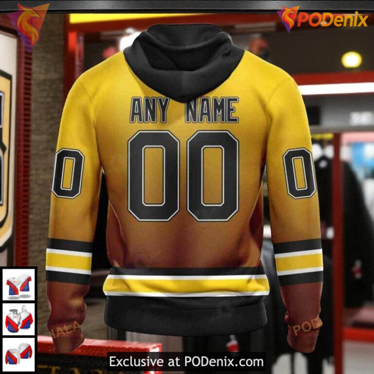 Retro Gradient Inspired Design Boston Bruins Unisex Hoodie NHL Custom - 2