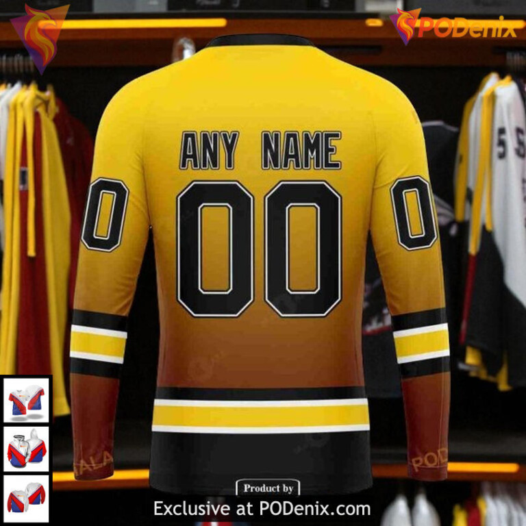 Retro Gradient Inspired Design Boston Bruins Unisex Hoodie NHL Custom - 4