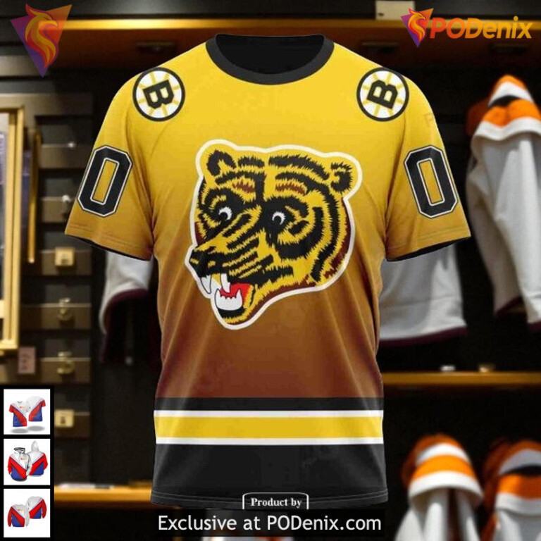 Retro Gradient Inspired Design Boston Bruins Unisex Hoodie NHL Custom - 5