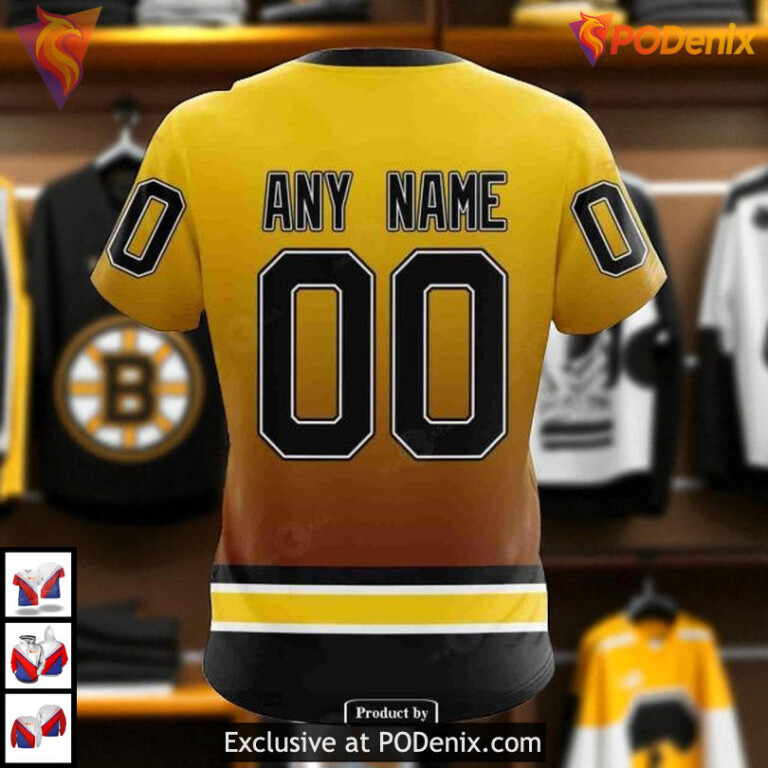 Retro Gradient Inspired Design Boston Bruins Unisex Hoodie NHL Custom - 6