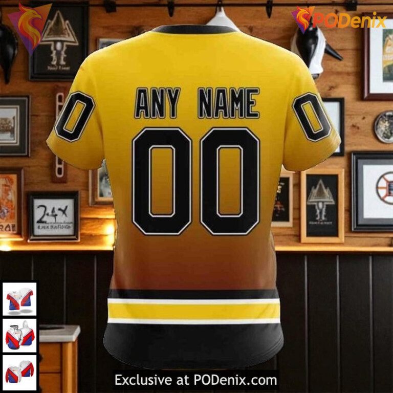Retro Gradient NHL Boston Bruins Hoodie 3D Stylish Personalized Edition - 3