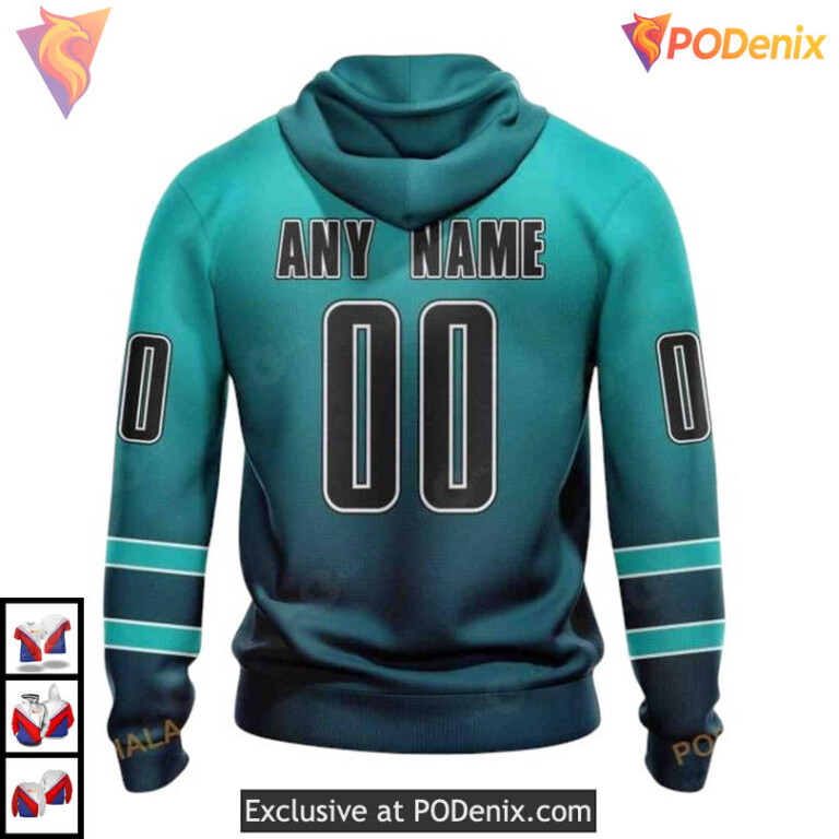 Retro Gradient Throwback Design Custom San Jose Sharks Youth Hoodie 3D - 1