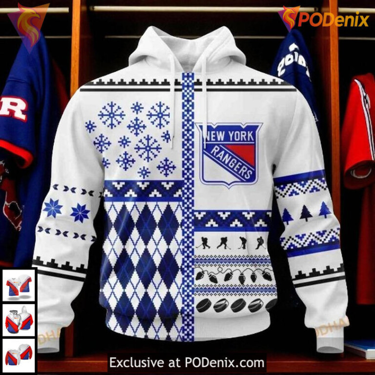 Retro New York Rangers Hoodie Unisex Christmas Custom NHL 3D Apparel