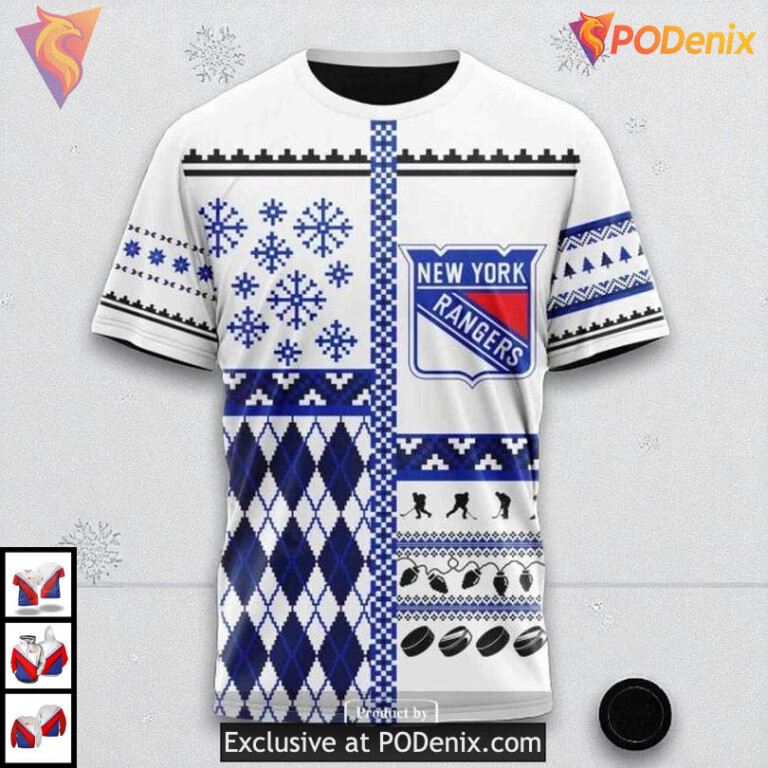 Retro New York Rangers Hoodie Unisex Christmas Custom NHL 3D Apparel - 2