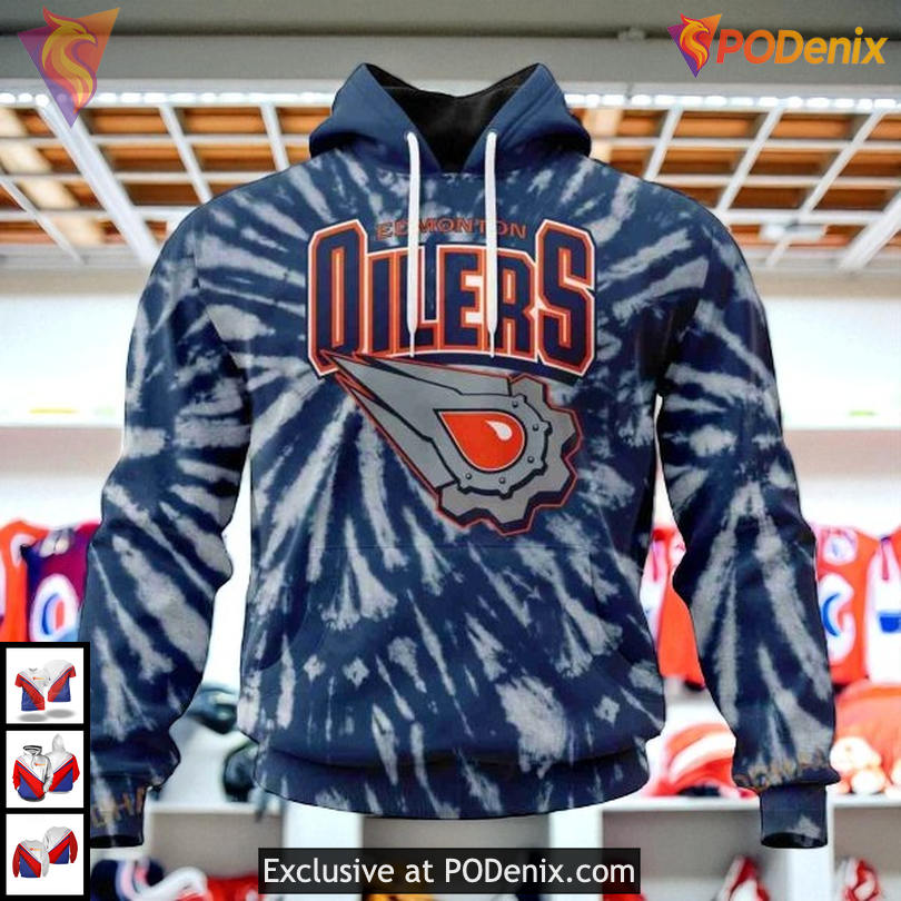 Retro Tie Dye Vintage Look NHL Retro Edmonton Oilers Hoodie 3D