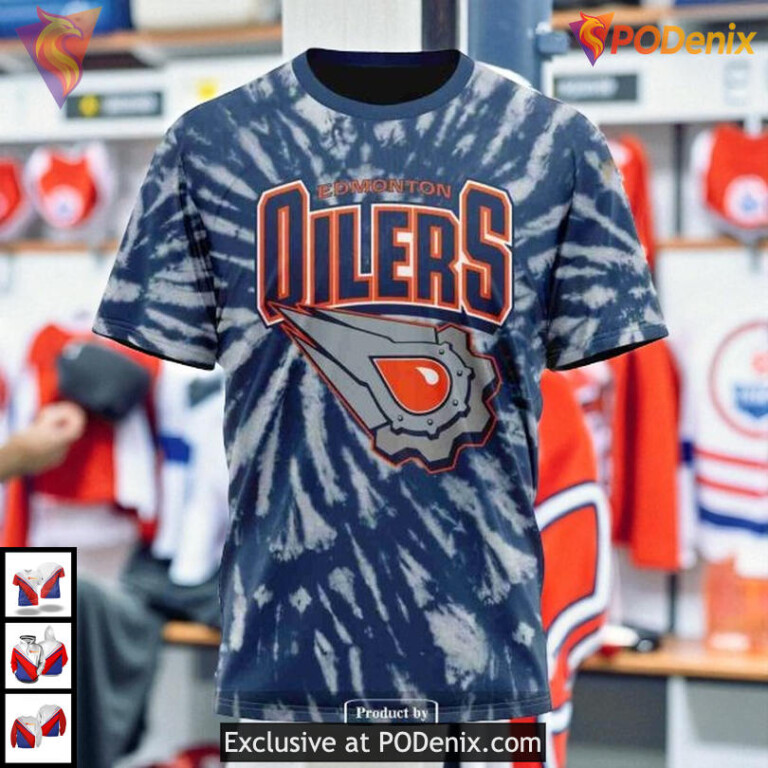 Retro Tie Dye Vintage Look NHL Retro Edmonton Oilers Hoodie 3D - 2