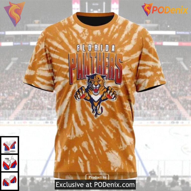 Retro Vintage Tie Dye Artwork Custom Florida Panthers Personalized 3D Hoodie - 3