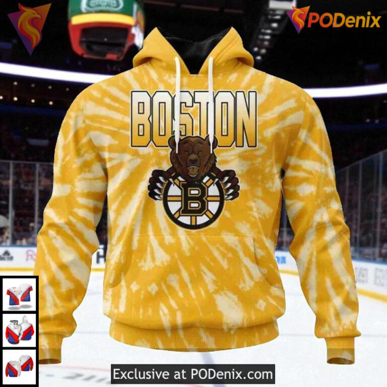 Retro Vintage Tie Dye Boston Bruins Pullover Hoodie 3D Custom NHL