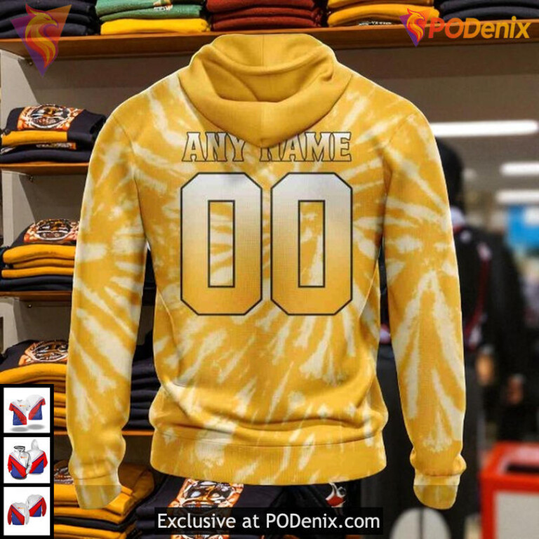 Retro Vintage Tie Dye Boston Bruins Pullover Hoodie 3D Custom NHL - 2