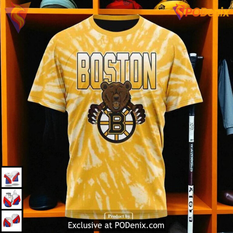 Retro Vintage Tie Dye Boston Bruins Pullover Hoodie 3D Custom NHL - 5