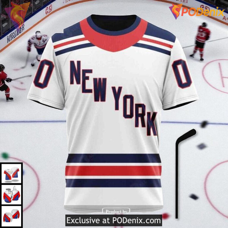 Reverse Retro Redesign Classic Look With A New York Rangers Unisex Hoodie 3D - 2