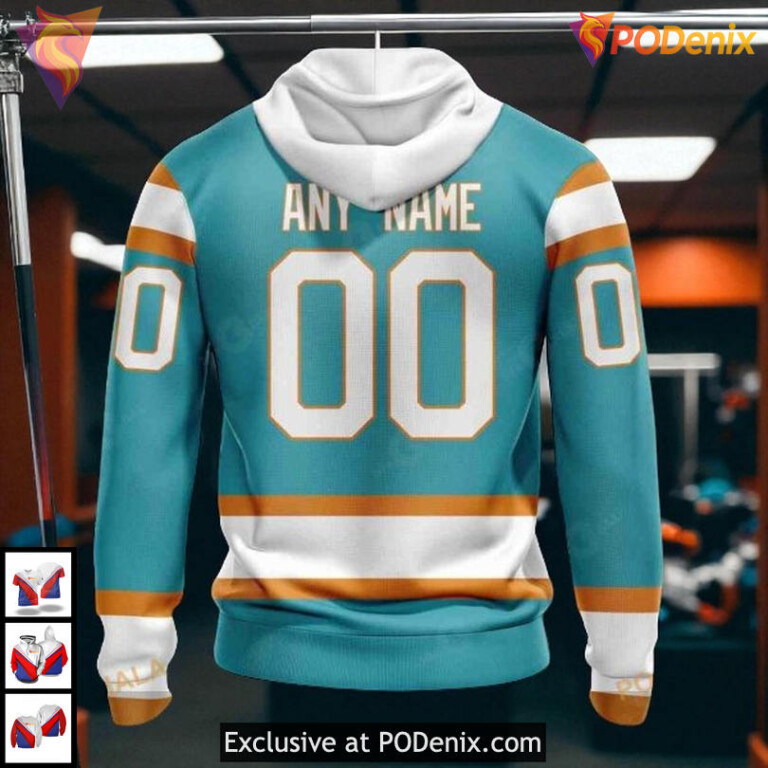 Reverse Retro Redesign Edition Custom Vintage San Jose Sharks Hoodie NHL 3D - 1