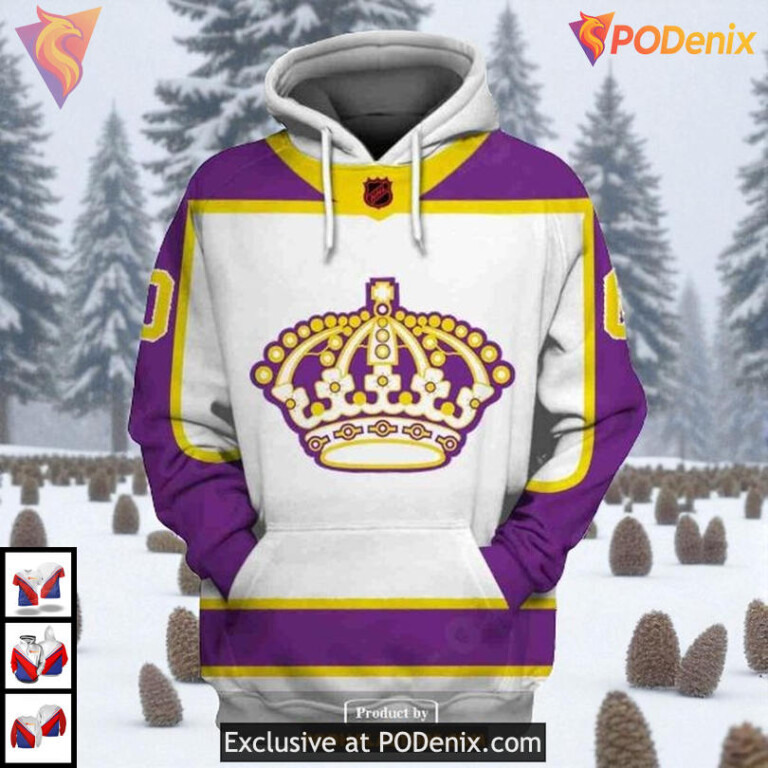 Reverse Retro Tribute Custom Name Number Los Angeles Kings Winter Hoodie NHL 3D
