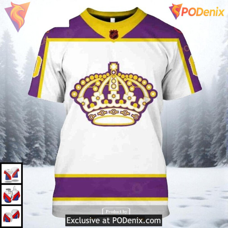 Reverse Retro Tribute Custom Name Number Los Angeles Kings Winter Hoodie NHL 3D - 2