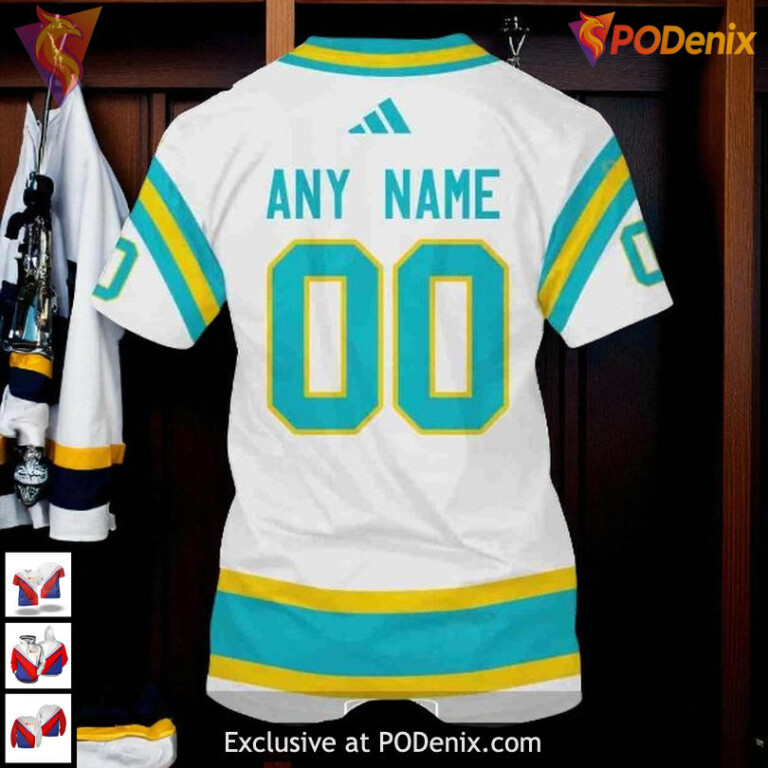 Reverse Retro Tribute Custom Name Number San Jose Sharks Hoodie NHL 3D - 3