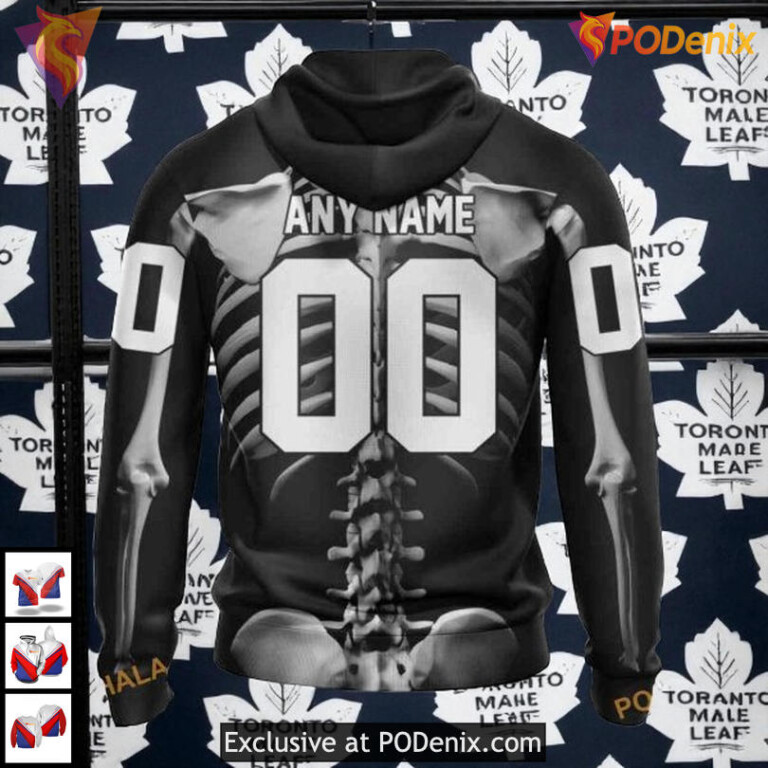 Skeleton Costume For Halloween Toronto Maple Leafs Kids Hoodie, NHL Clothing - 1