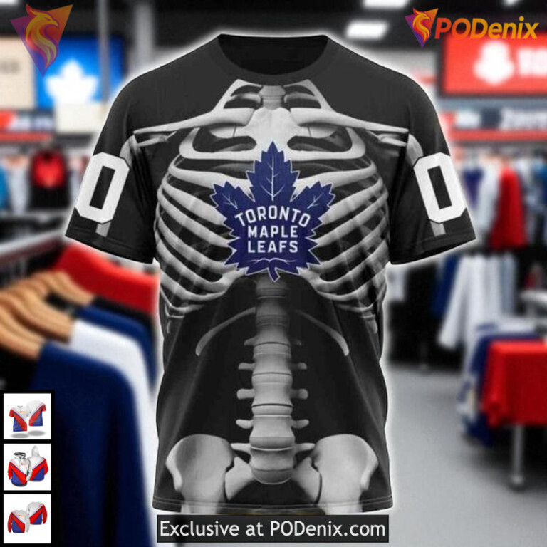 Skeleton Costume For Halloween Toronto Maple Leafs Kids Hoodie, NHL Clothing - 2