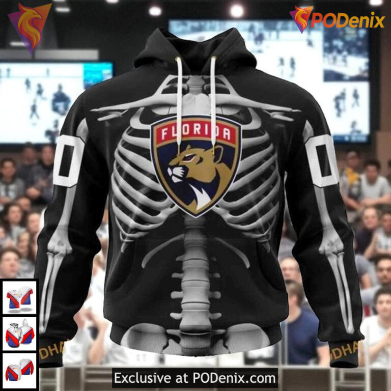 Skeleton Costume Halloween Concept Custom Personalized Florida Panthers Hoodie