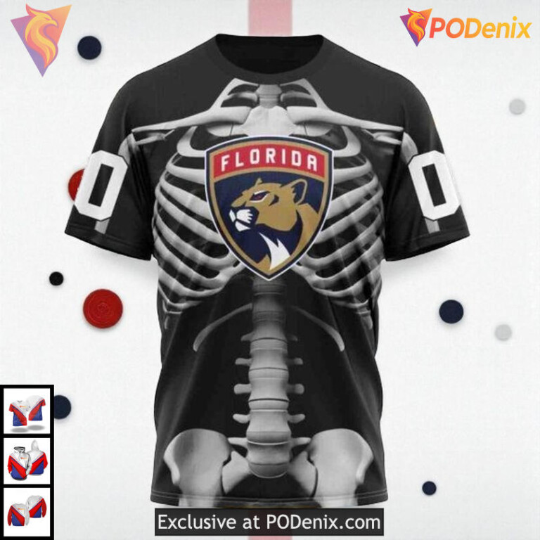 Skeleton Costume Halloween Concept Custom Personalized Florida Panthers Hoodie - 2