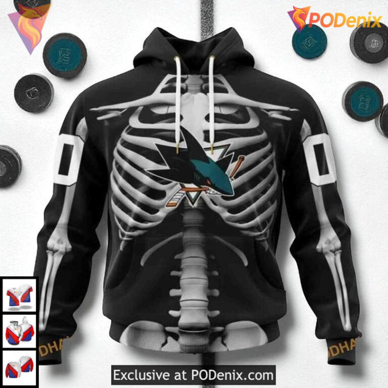 Skeleton Costume Halloween Edition Custom San Jose Sharks Sweatshirt Hoodie