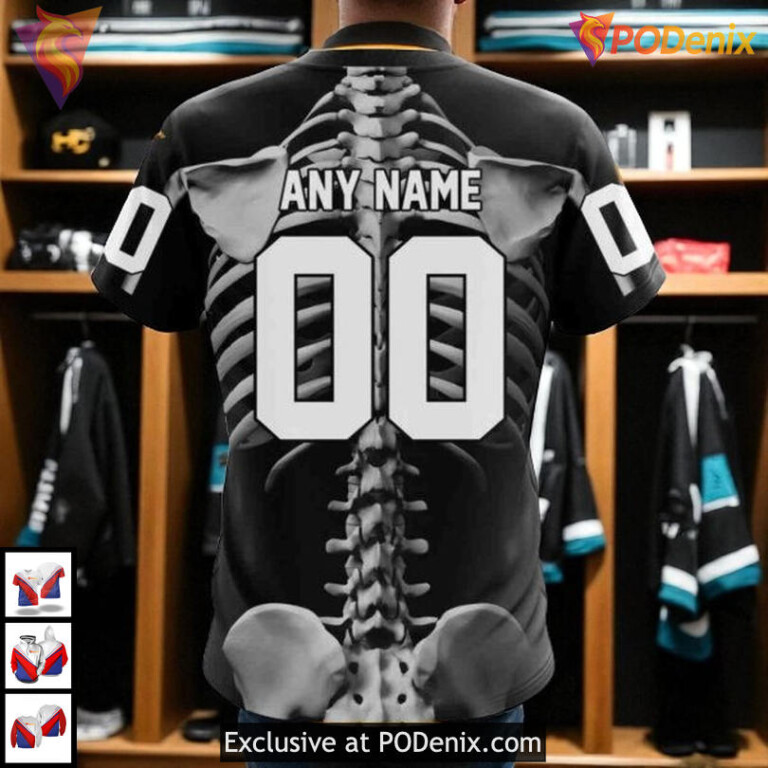 Skeleton Costume Halloween Edition Custom San Jose Sharks Sweatshirt Hoodie - 3