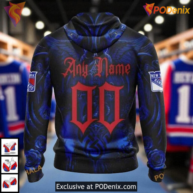 Skull Art Custom Design New York Rangers All Over Print Hoodie, NHL 3D Gear - 1