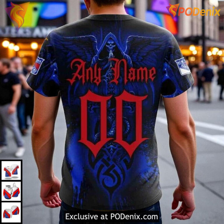 Skull Art Custom Design New York Rangers All Over Print Hoodie, NHL 3D Gear - 3