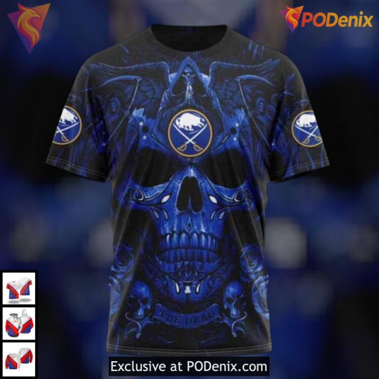 Skull Art Graphic Design Personalized Buffalo Sabres Hoodie 3D NHL Apparel - 2