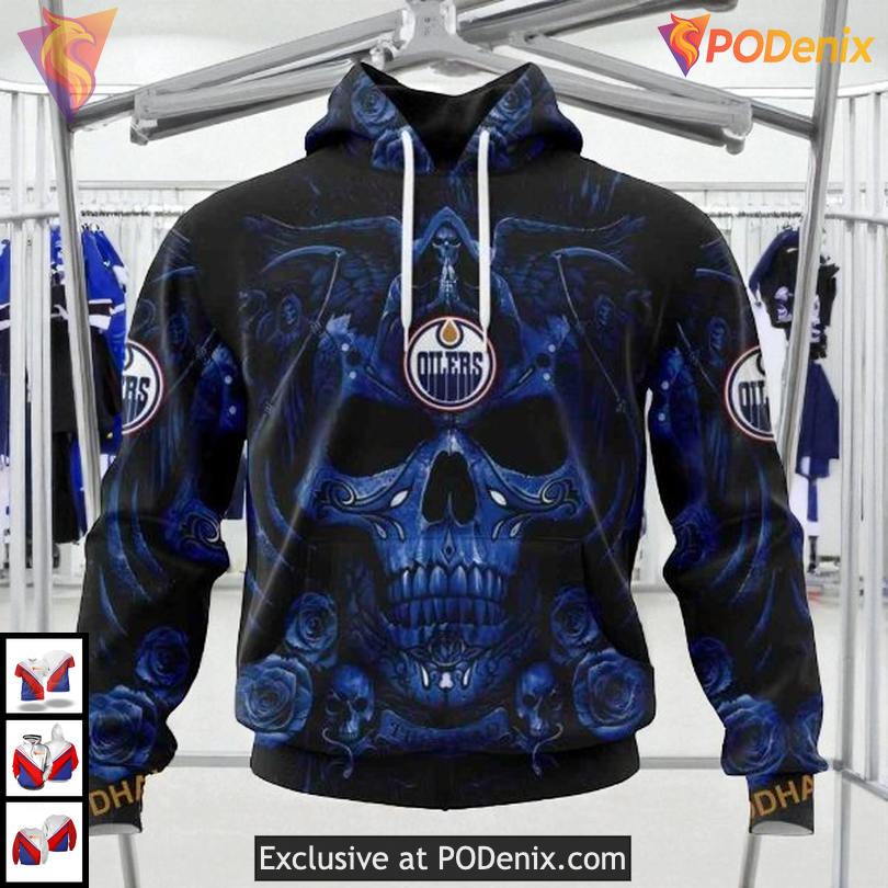 Skull Artwork Graphic Concept NHL Edmonton Oilers Hoodie 3D Special