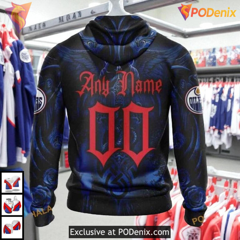 Skull Artwork Graphic Concept NHL Edmonton Oilers Hoodie 3D Special - 1