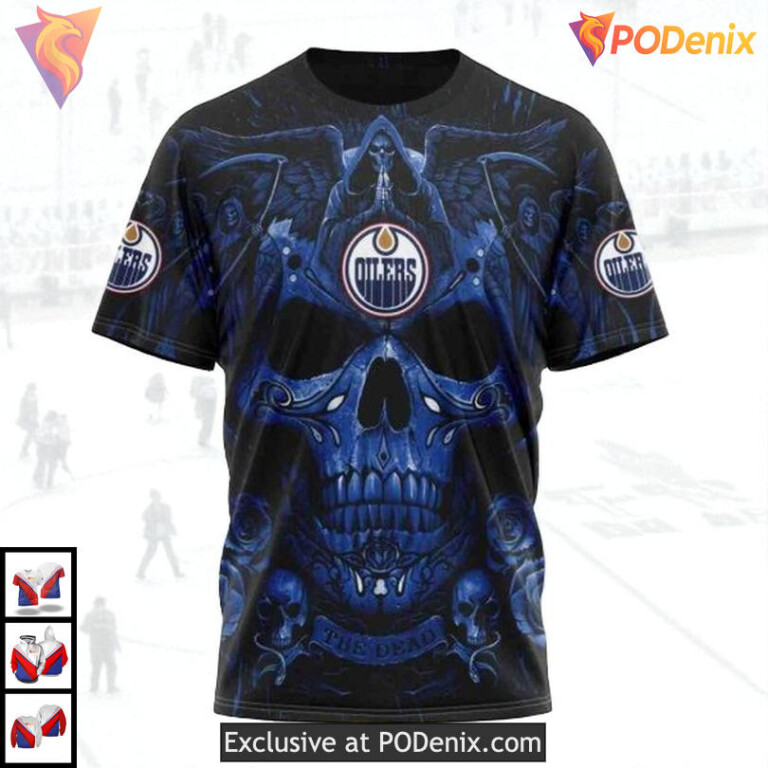 Skull Artwork Graphic Concept NHL Edmonton Oilers Hoodie 3D Special - 2