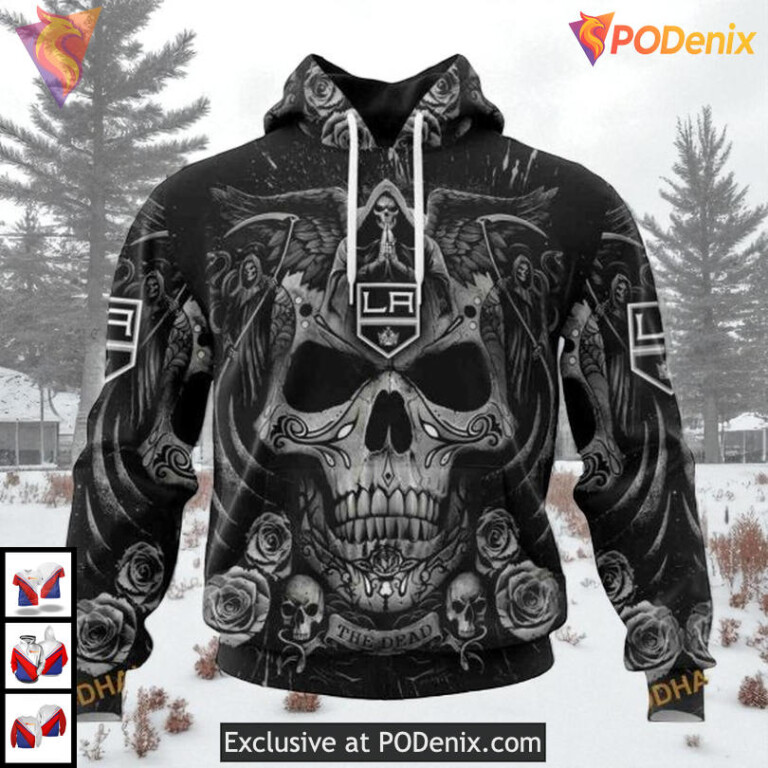 Skull Artwork Graphic Edition Custom Los Angeles Kings Hoodie 3D NHL Gear