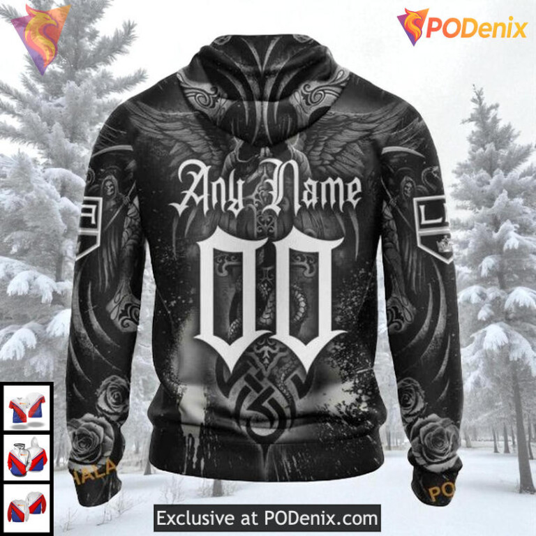 Skull Artwork Graphic Edition Custom Los Angeles Kings Hoodie 3D NHL Gear - 1