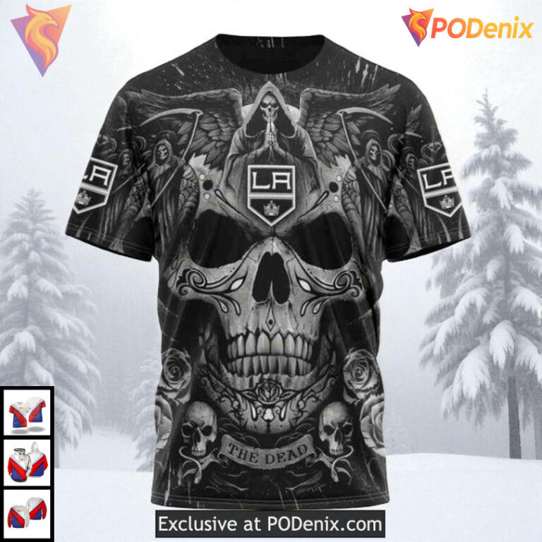 Skull Artwork Graphic Edition Custom Los Angeles Kings Hoodie 3D NHL Gear - 2