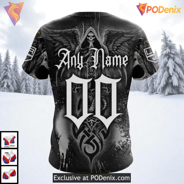 Skull Artwork Graphic Edition Custom Los Angeles Kings Hoodie 3D NHL Gear - 3