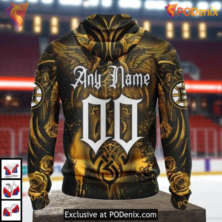 Skull Artwork Specialized NHL Boston Bruins Custom Hoodie 3D Exclusive - 1