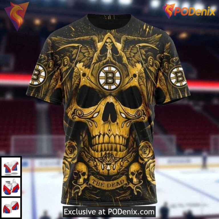 Skull Artwork Specialized NHL Boston Bruins Custom Hoodie 3D Exclusive - 2