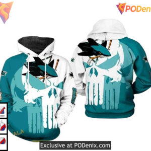 Skull Bold Graphic Tribute Custom San Jose Sharks Mens Hoodie NHL 3D