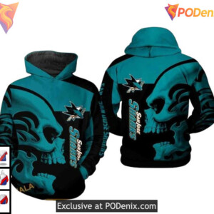 Skull Design Custom San Jose Sharks Holiday Hoodie NHL 3D