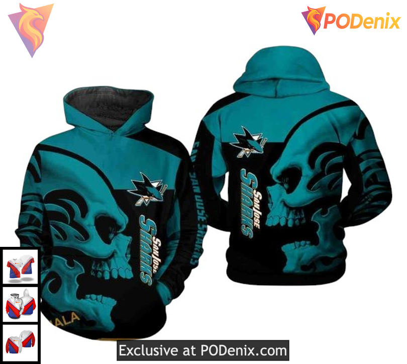 Skull Design Custom San Jose Sharks Holiday Hoodie NHL 3D