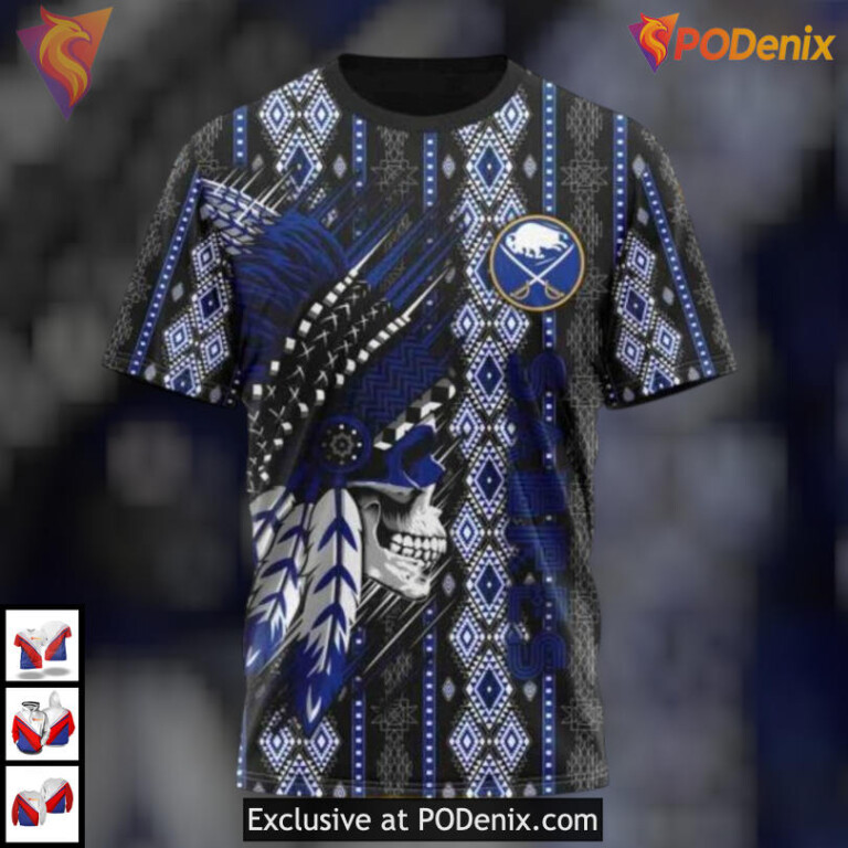 Skull Native Cultural Pattern Buffalo Sabres 3D Hoodie NHL Special Edition - 2