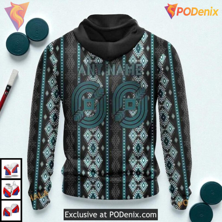Skull Native Pattern Graphic Custom San Jose Sharks Zip Up Hoodie NHL 3D - 1