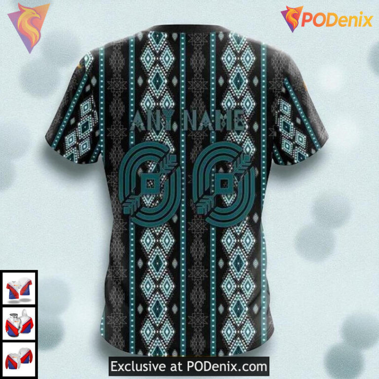 Skull Native Pattern Graphic Custom San Jose Sharks Zip Up Hoodie NHL 3D - 3