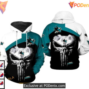 Skull Punisher Custom San Jose Sharks Winter Hoodie NHL Apparel