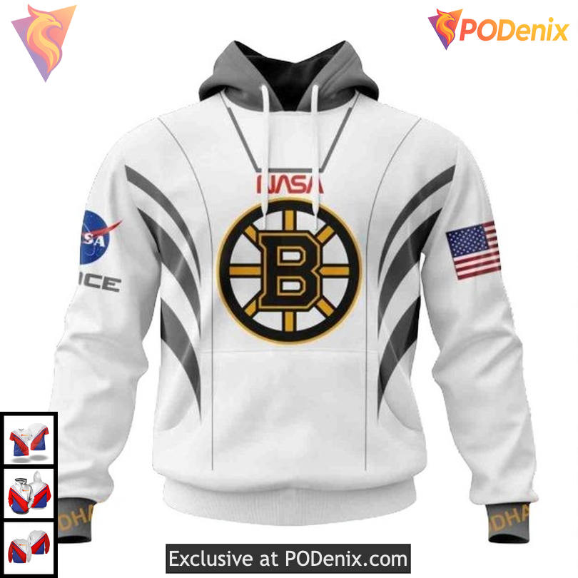 Space Force NASA Astronaut NHL Boston Bruins Hoodie 3D Personalized