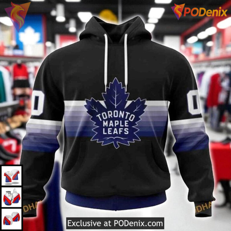 Special Black Gradient Toronto Maple Leafs All Over Print Hoodie, NHL Apparel