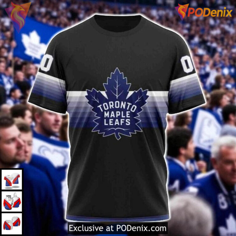 Special Black Gradient Toronto Maple Leafs All Over Print Hoodie, NHL Apparel - 2
