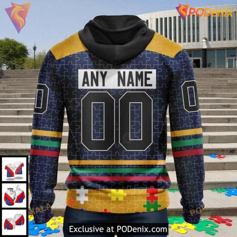 St Louis Blues 3D Hoodie NHL Autism Awareness Fearless Against Autism Design - 1